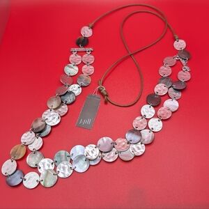 J. Jill Mother of Pearl Black Lipped Shell Double Strand Necklace NWT $59